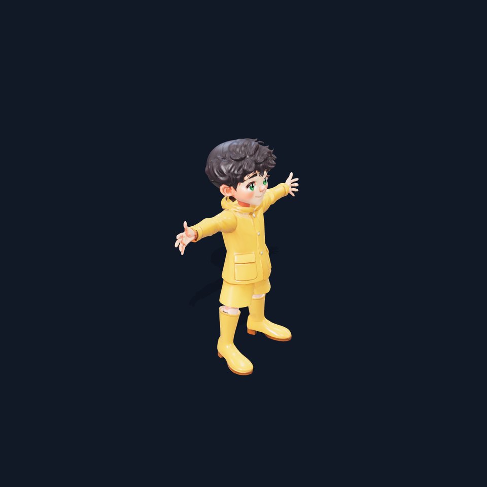 Yellow Raincoat Child model pack viewer poster