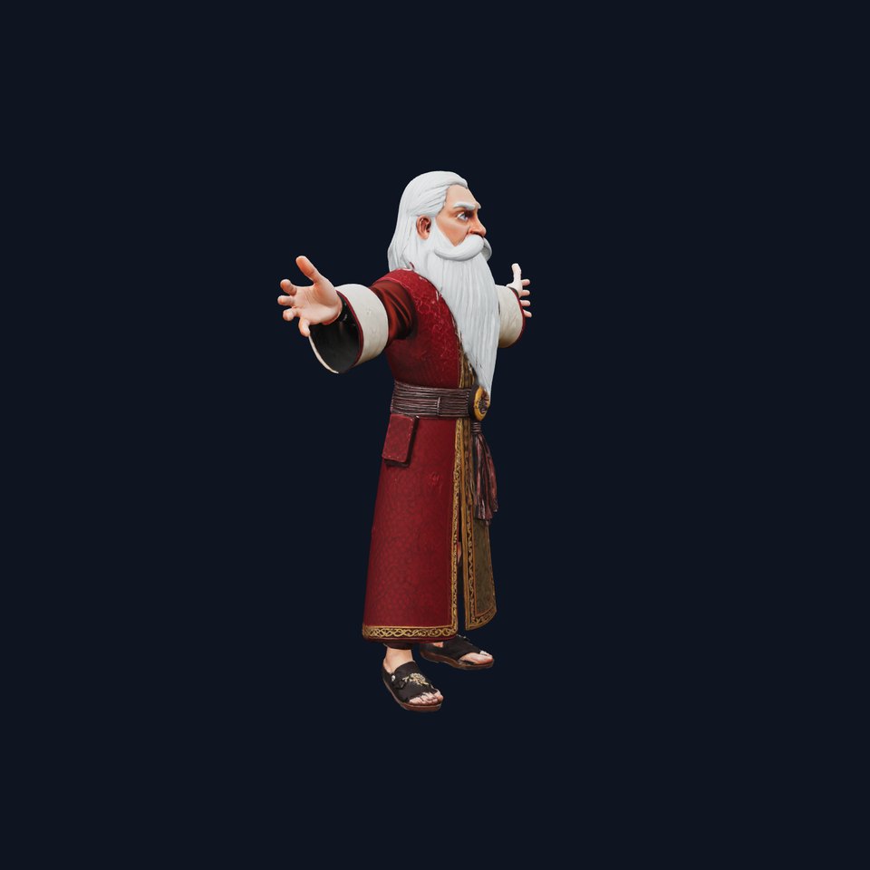 Wizard Elder Red Robe model pack viewer poster