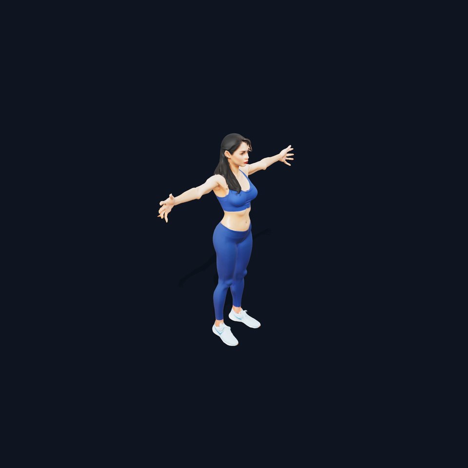 Athletic Woman Blue Outfit model pack