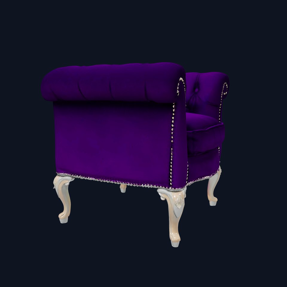 Elegant Purple Velvet Armchair model pack