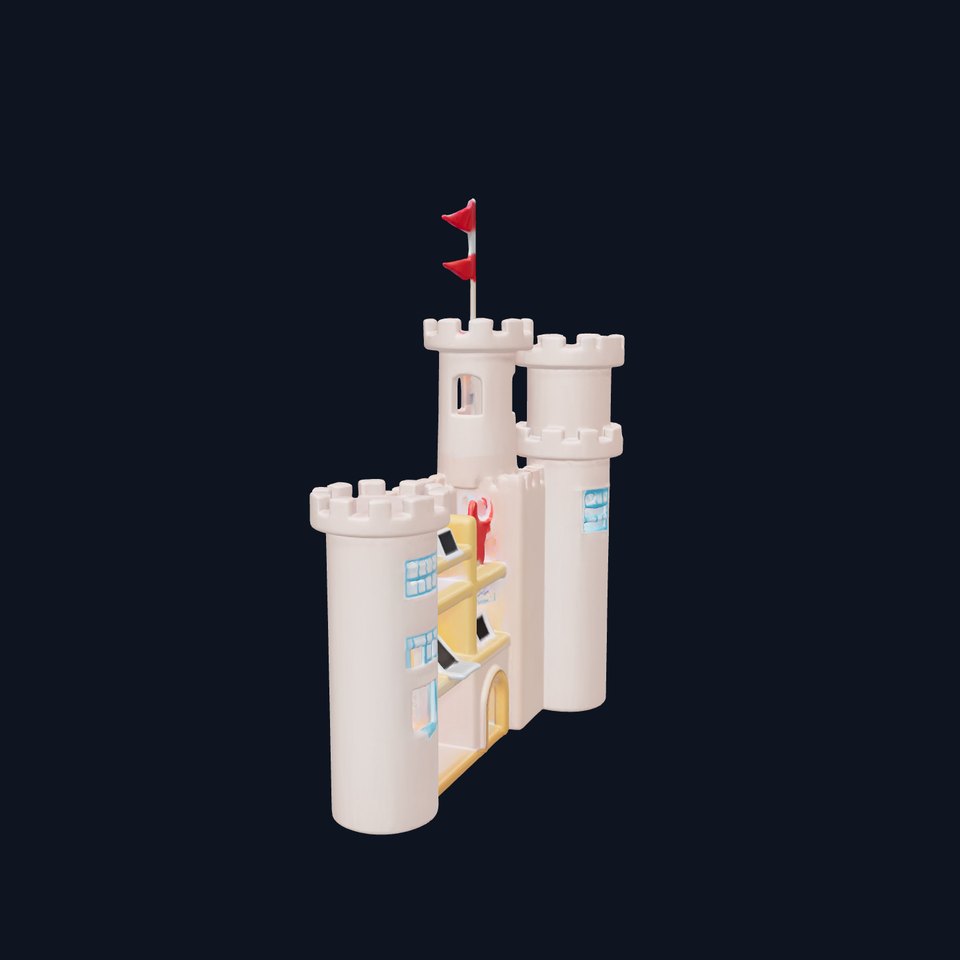 Toy Castle Display Shelf with Photo Holders