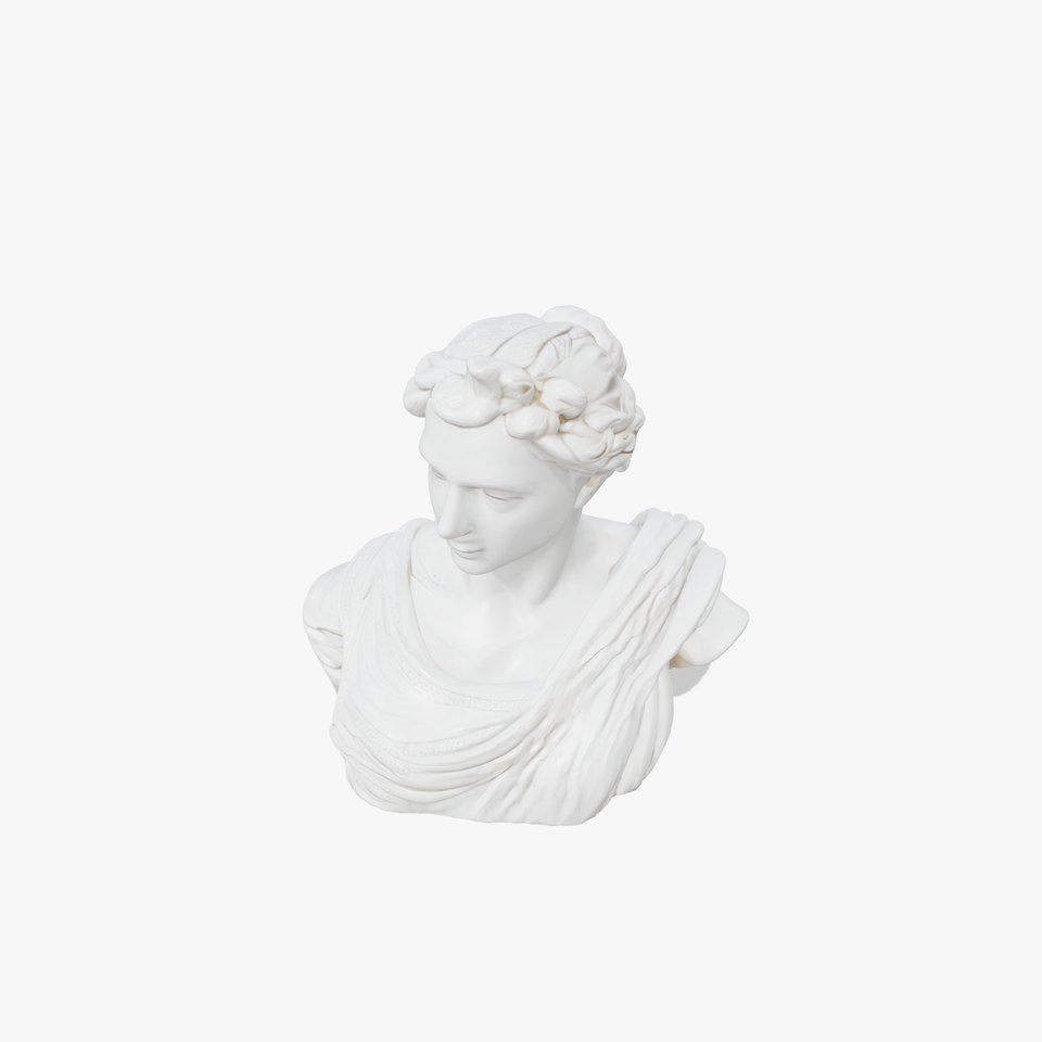 Intricate Roman Lady Sculpture with Detailed Hairstyling viewer poster