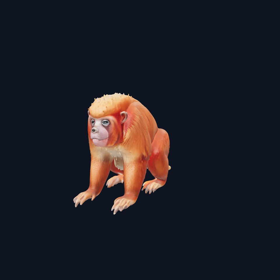 Uakari Monkey 3D Model with Vivid Red Face viewer poster