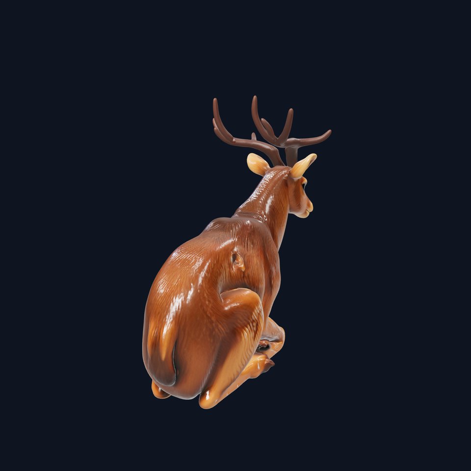 Realistic Sitting Deer 3D Model with Textured Fur viewer poster