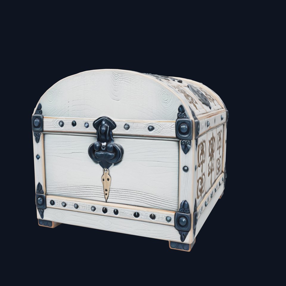 Fantasy Nordic Treasure Chest with Runic Carvings viewer poster