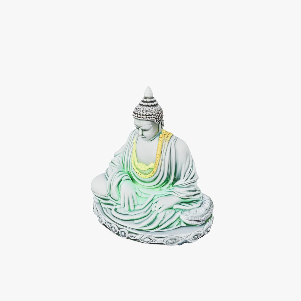 Stylized Buddha Statuette Glowing Accents model pack viewer poster