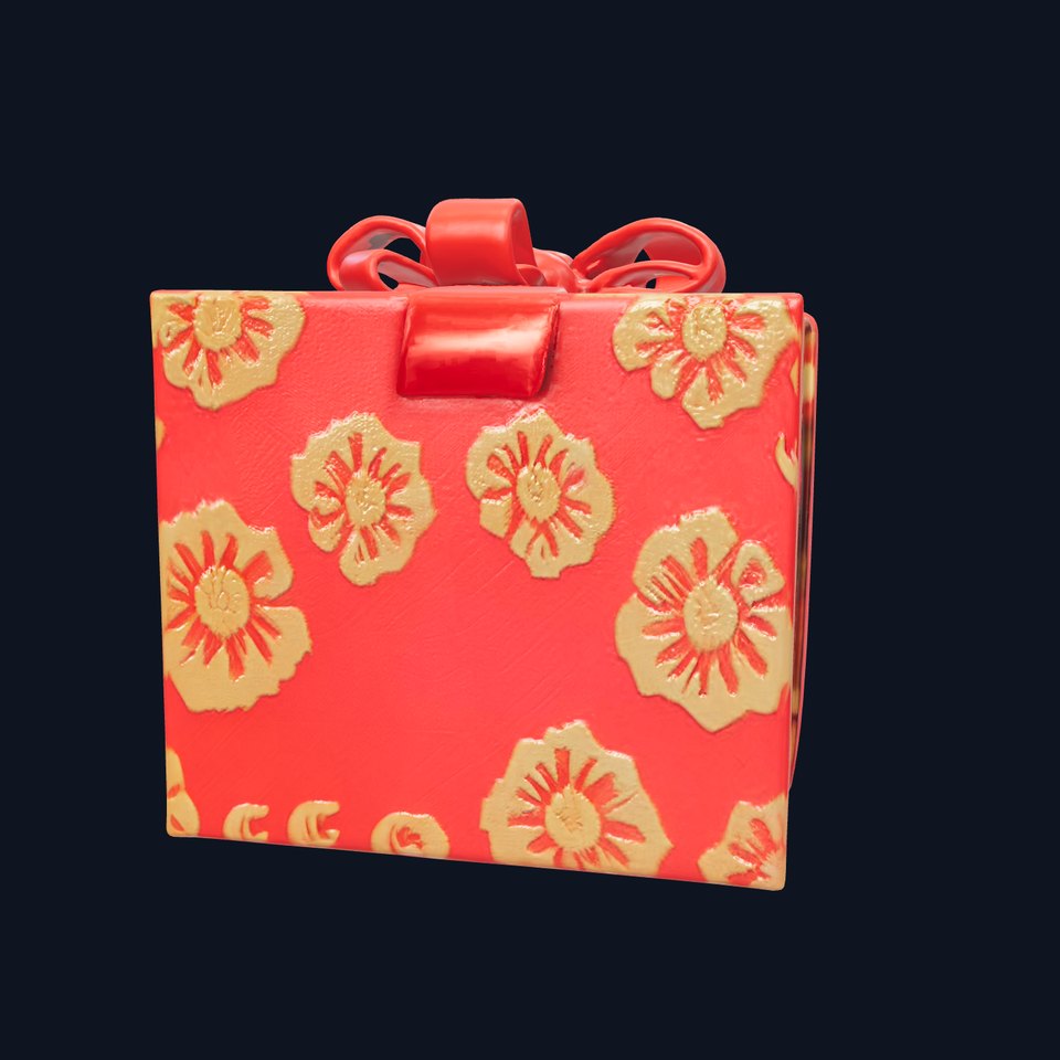 Luxurious Red Gift Box with Floral Motifs model pack viewer poster