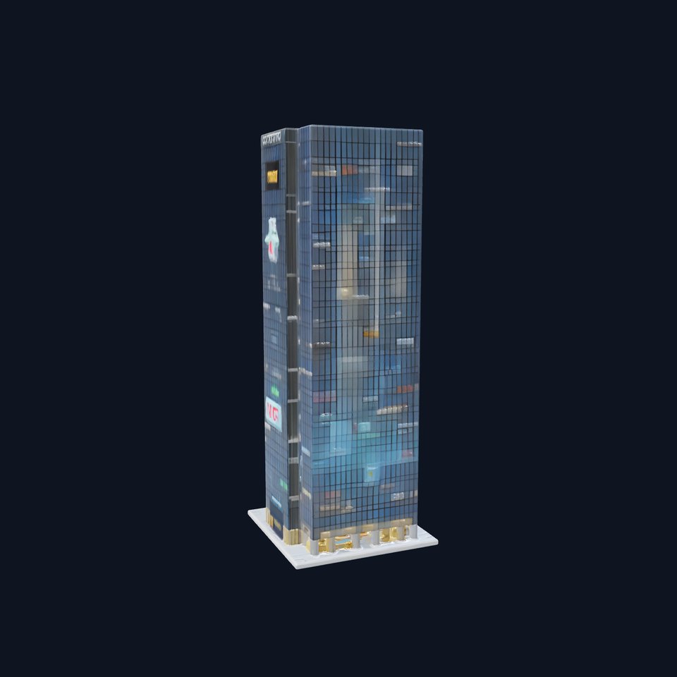 Futuristic Skyscraper Neon Glass Model Pack viewer poster