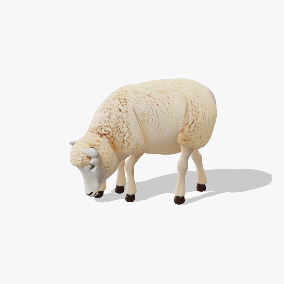 Fluffy Grazing Sheep model pack viewer poster
