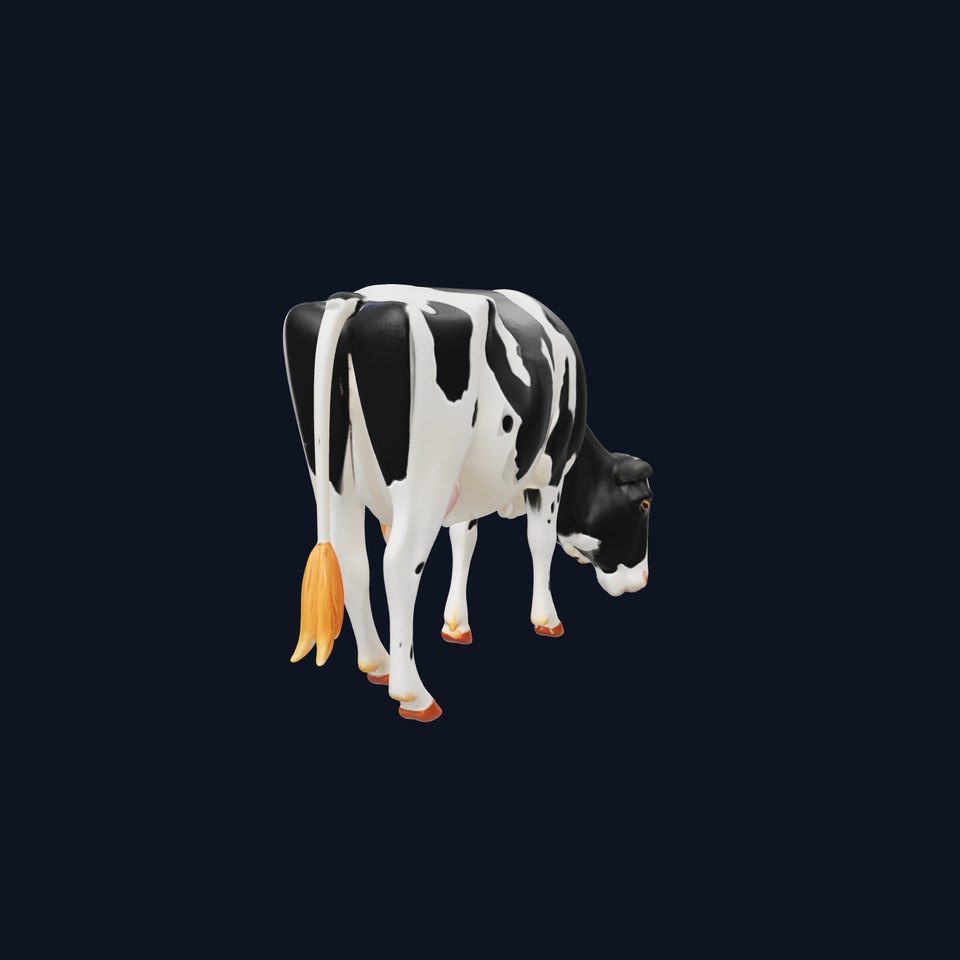 Realistic Black-and-White Cow Grazing Pose model pack viewer poster