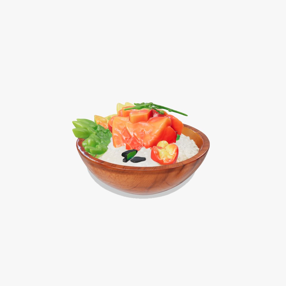 Vibrant Hawaiian Poke Bowl 3D model pack viewer poster