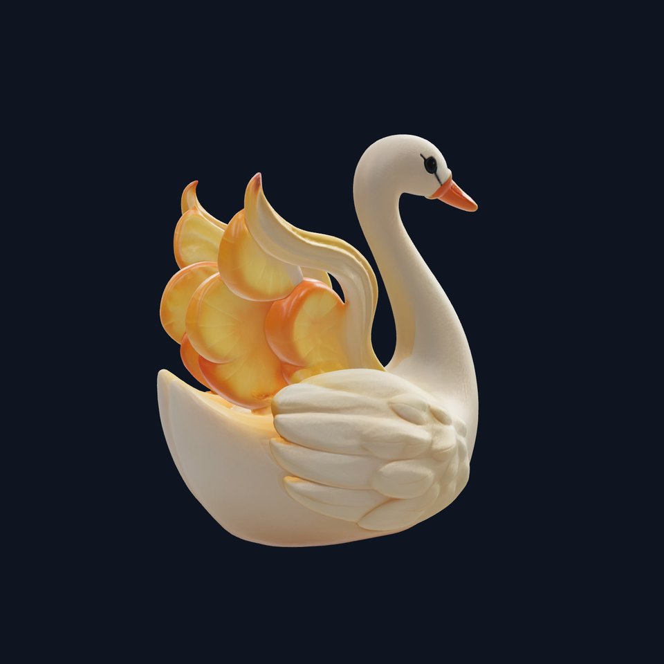 Elegant Meringue Swan Figurine model pack viewer poster