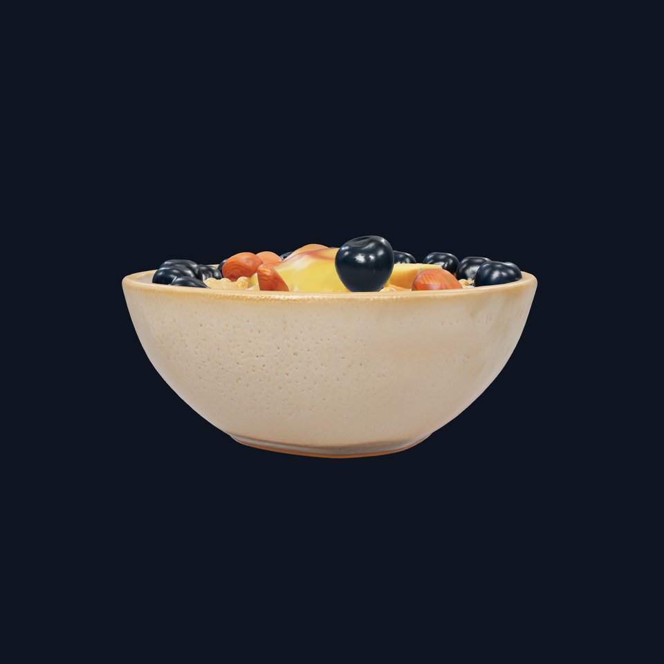Oatmeal Bowl with Honey and Blueberries model pack viewer poster
