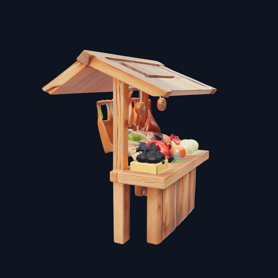 Eco-friendly Wooden Market Stall model pack viewer poster