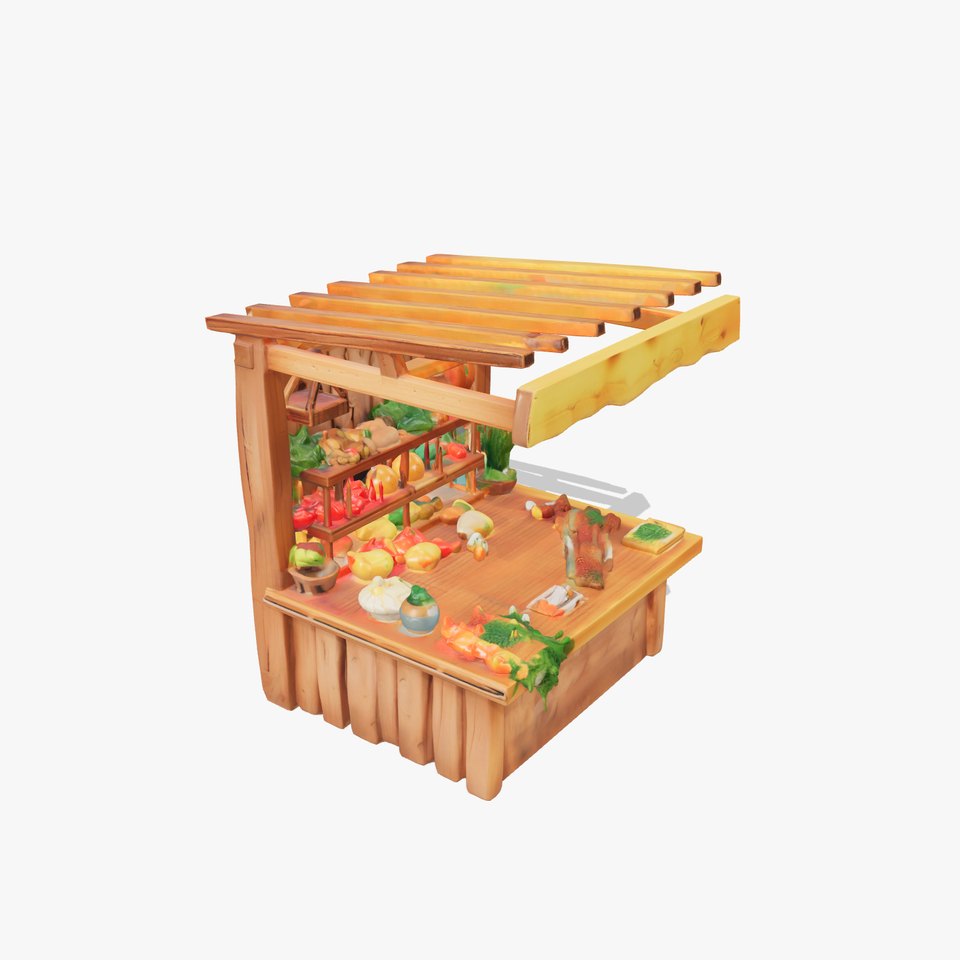 Farm Market Stall with Produce model pack viewer poster
