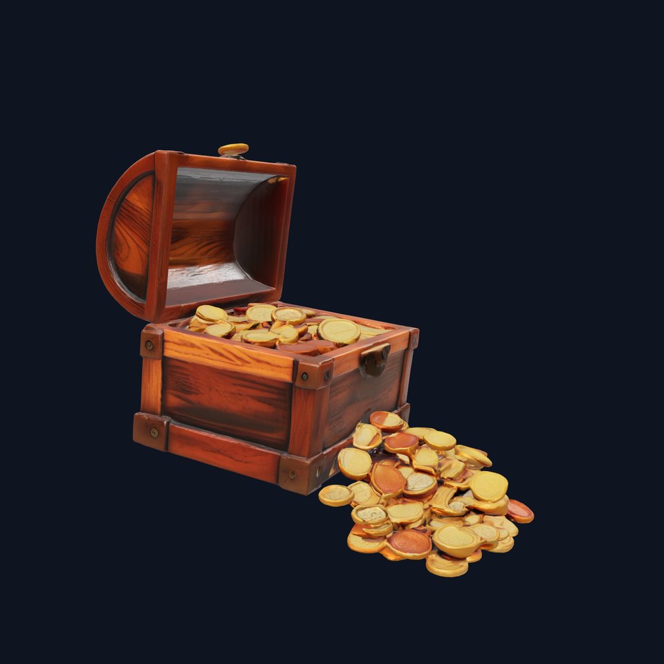 Treasure Chest with Gold and Silver Coins model pack viewer poster