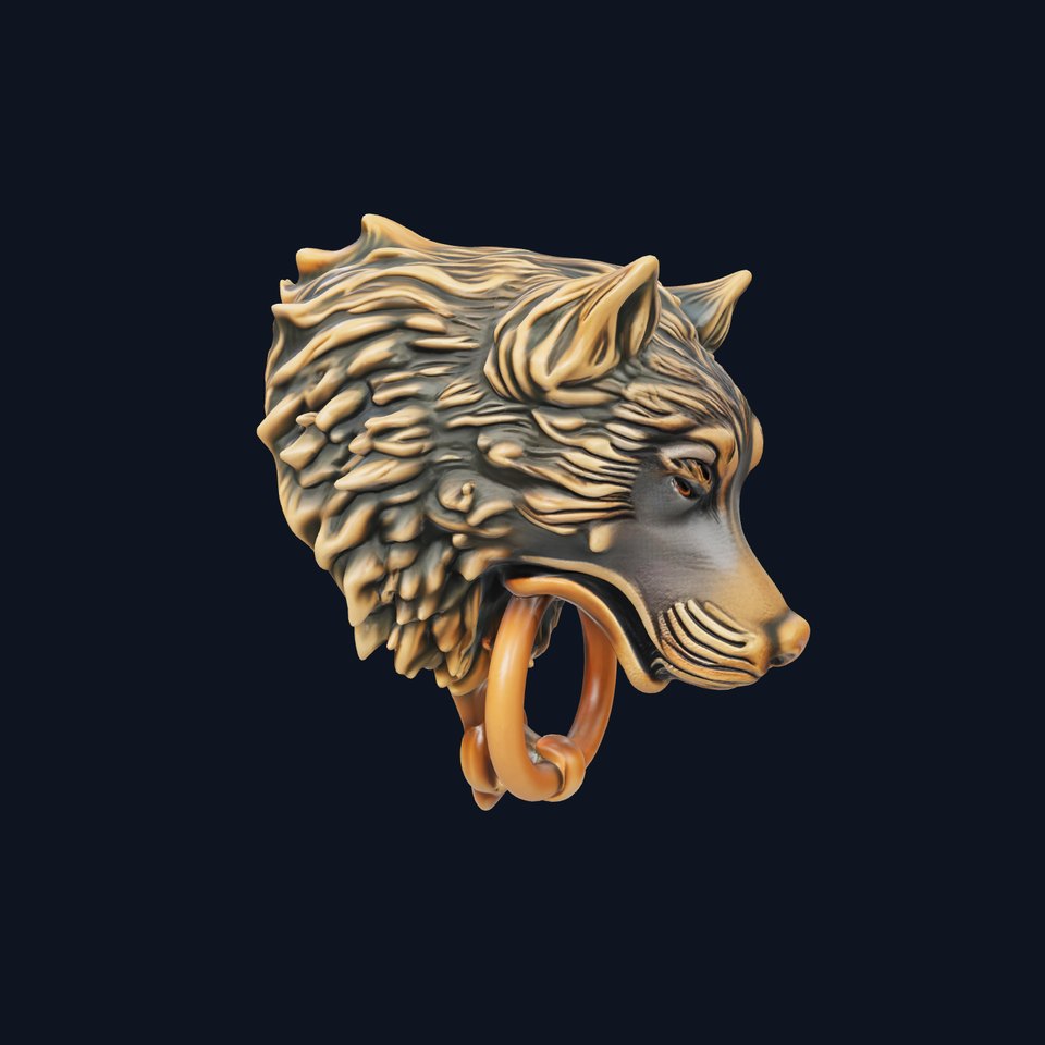 Wolf Head Door Knocker Bronze Sculpture model pack viewer poster