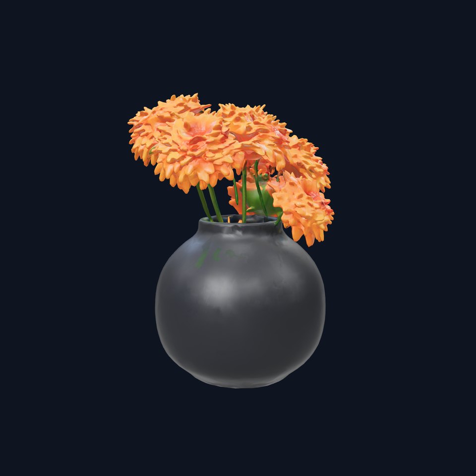 Modern Ceramic Vase with Marigold Flowers model pack viewer poster