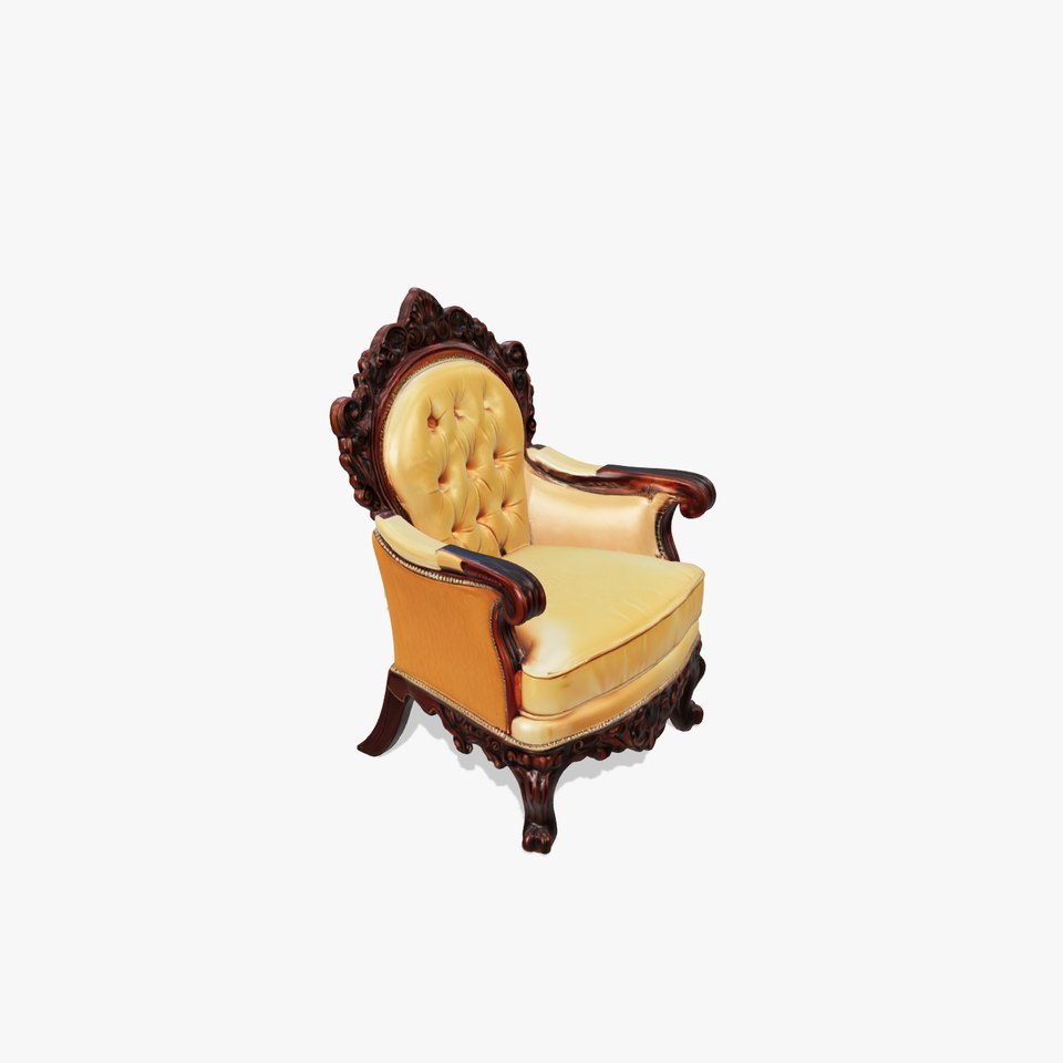 Vintage Ornate Velvet Upholstered Wooden Chair model pack viewer poster