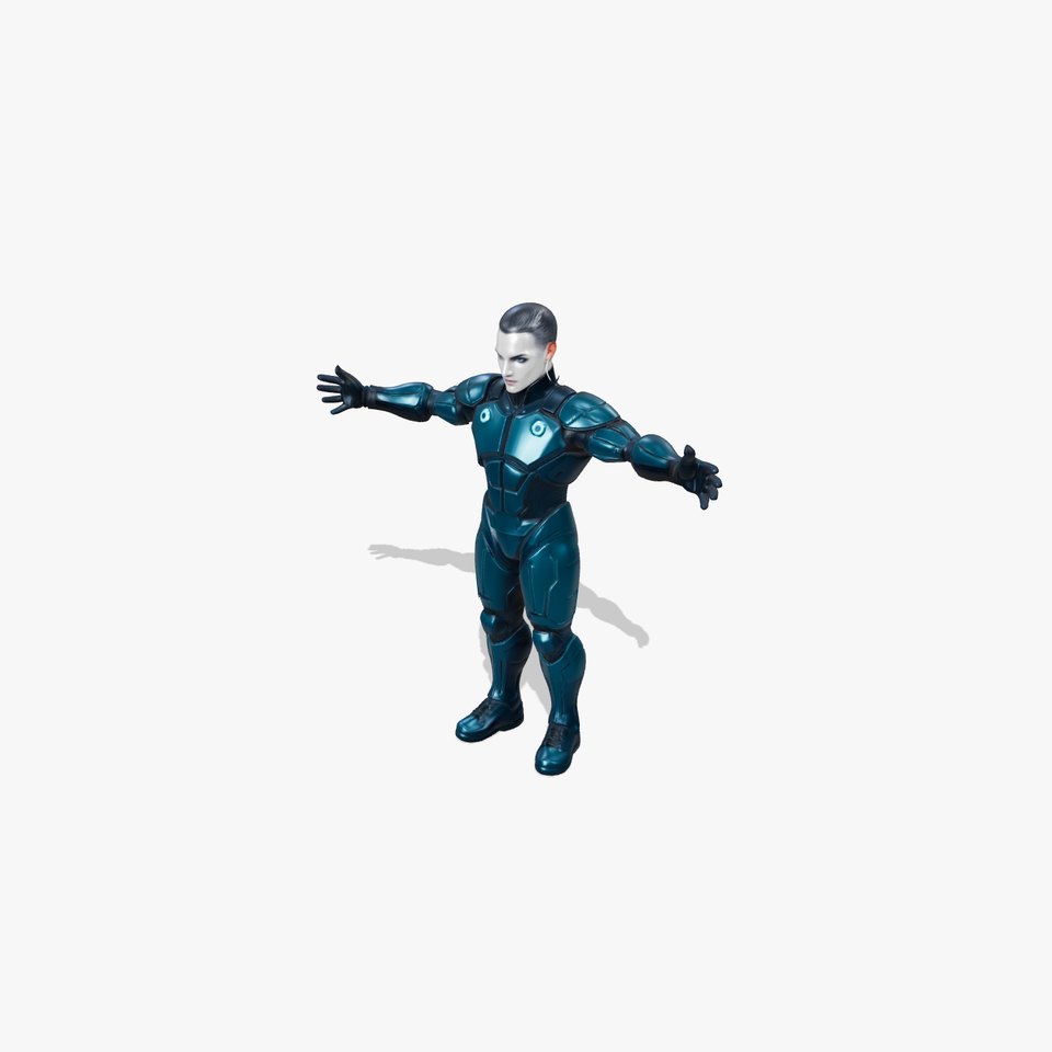 Futuristic Cyborg with Metallic Armor viewer poster