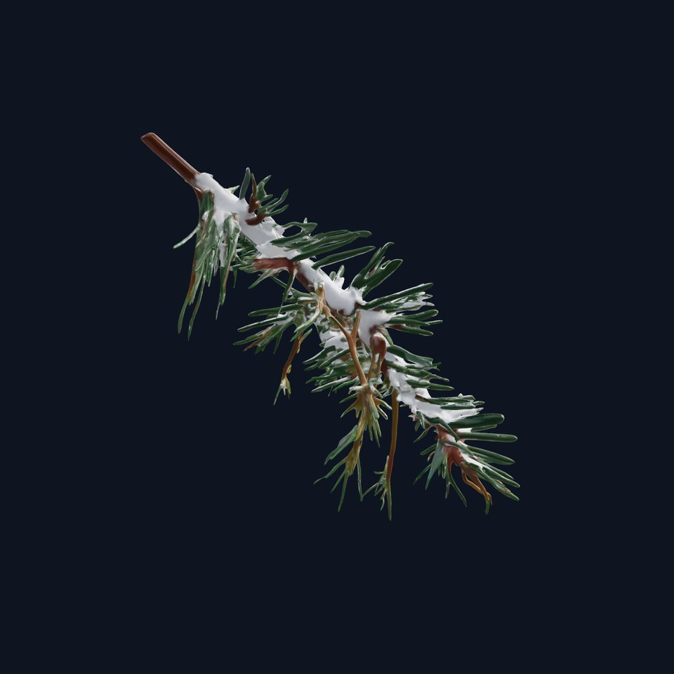 Snowy Pine Branch D Model Pack for Environmental Design viewer poster