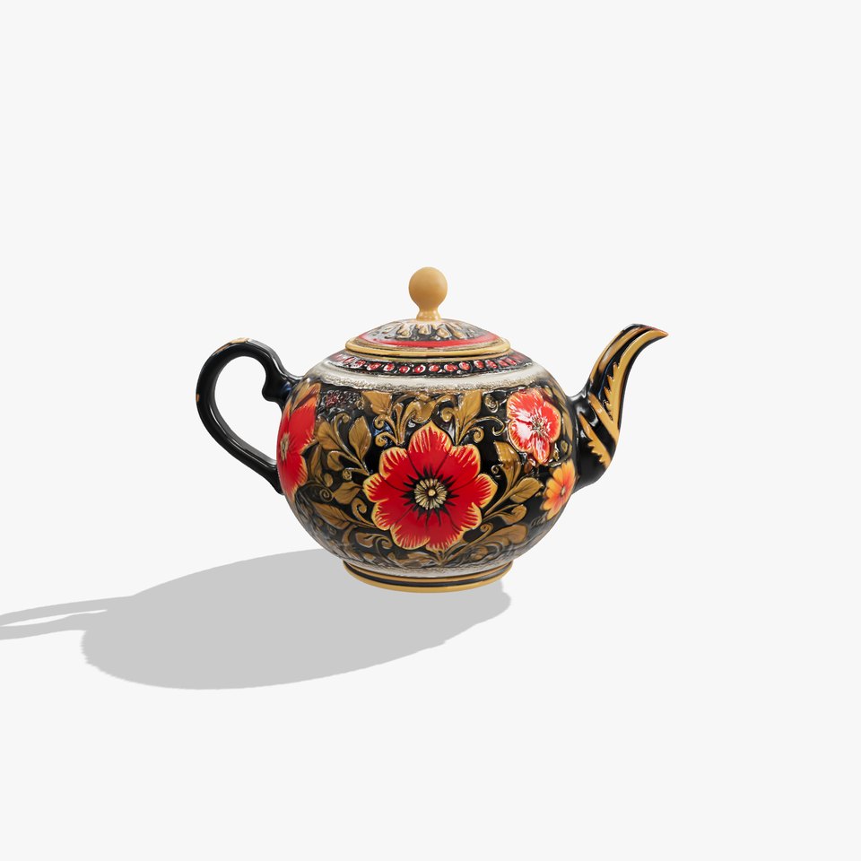 Vintage Floral Decorative Teapot D Model Pack viewer poster