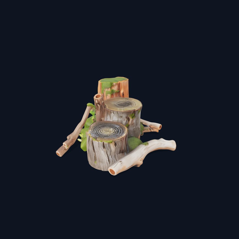 Woodland Stumps and Logs Model Pack with Moss and Flowers viewer poster