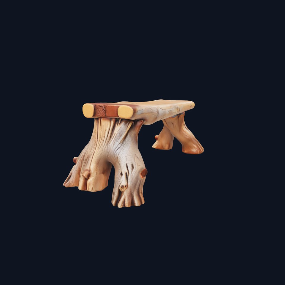 Rustic Wood Bench Model Pack with Natural Tree Trunk Legs viewer poster