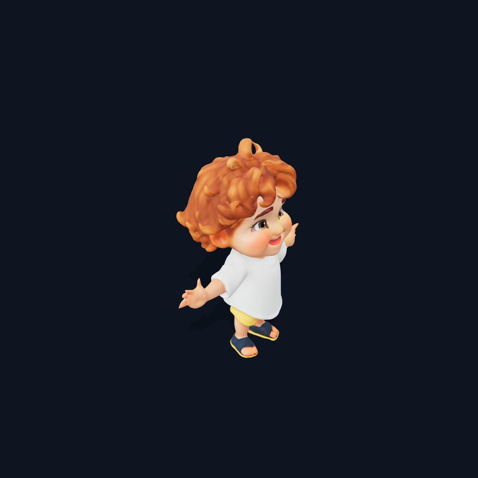 CurlyHaired Toddler D Model for Games and Animations viewer poster