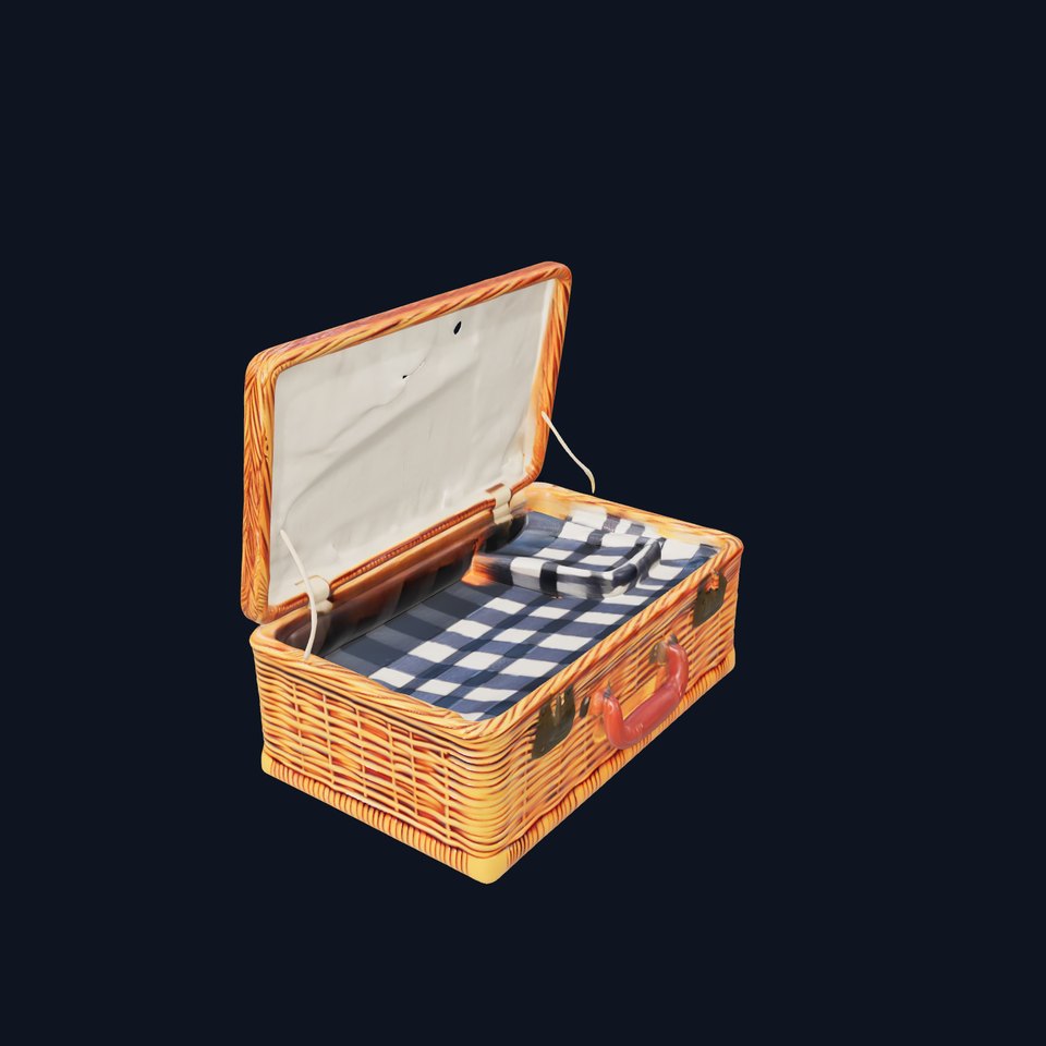 Wicker Picnic Basket Model Pack with Cloth Insert viewer poster