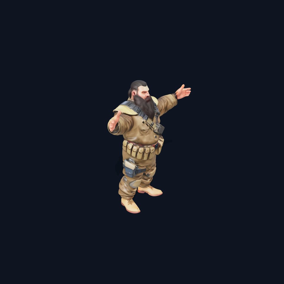 Bearded Soldier D Model with Tactical Gear for Games viewer poster