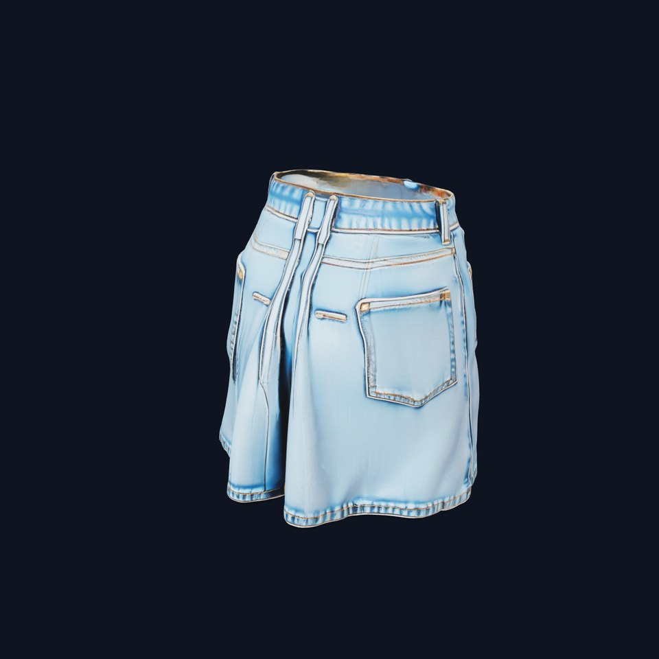 Denim Skirt Model Pack with Detailed Textures viewer poster