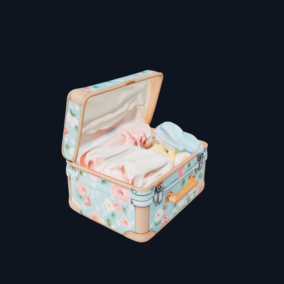 Vintage Floral Suitcase Model Pack with Clothing Items viewer poster