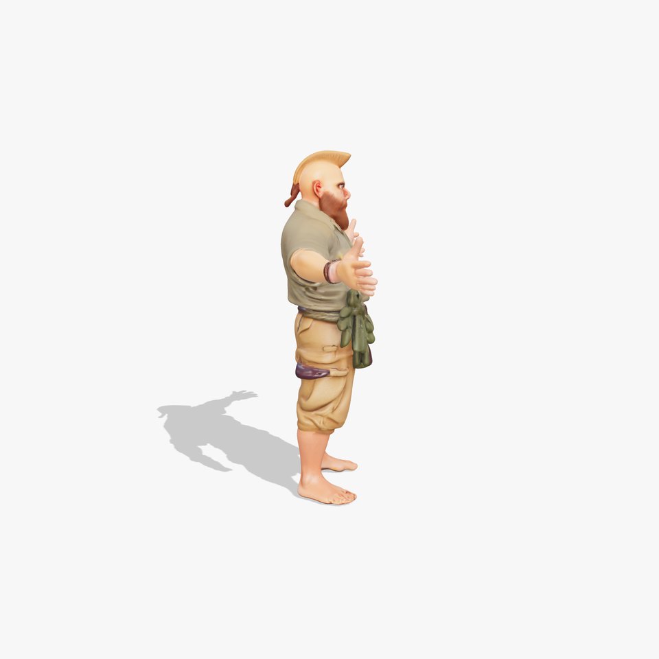 Strong Warrior D Character Model with Mohawk  Beard viewer poster