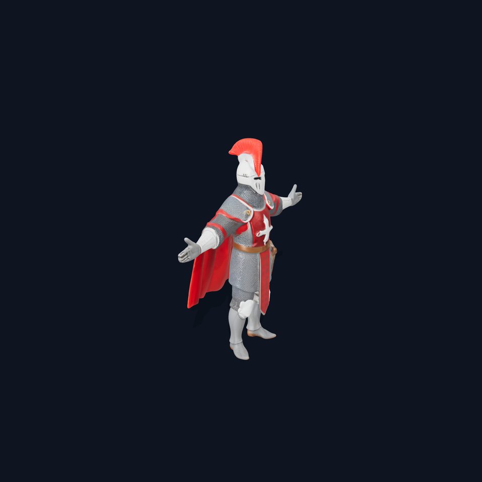 Medieval Knight with Red Cape and Battle Armor D Model viewer poster