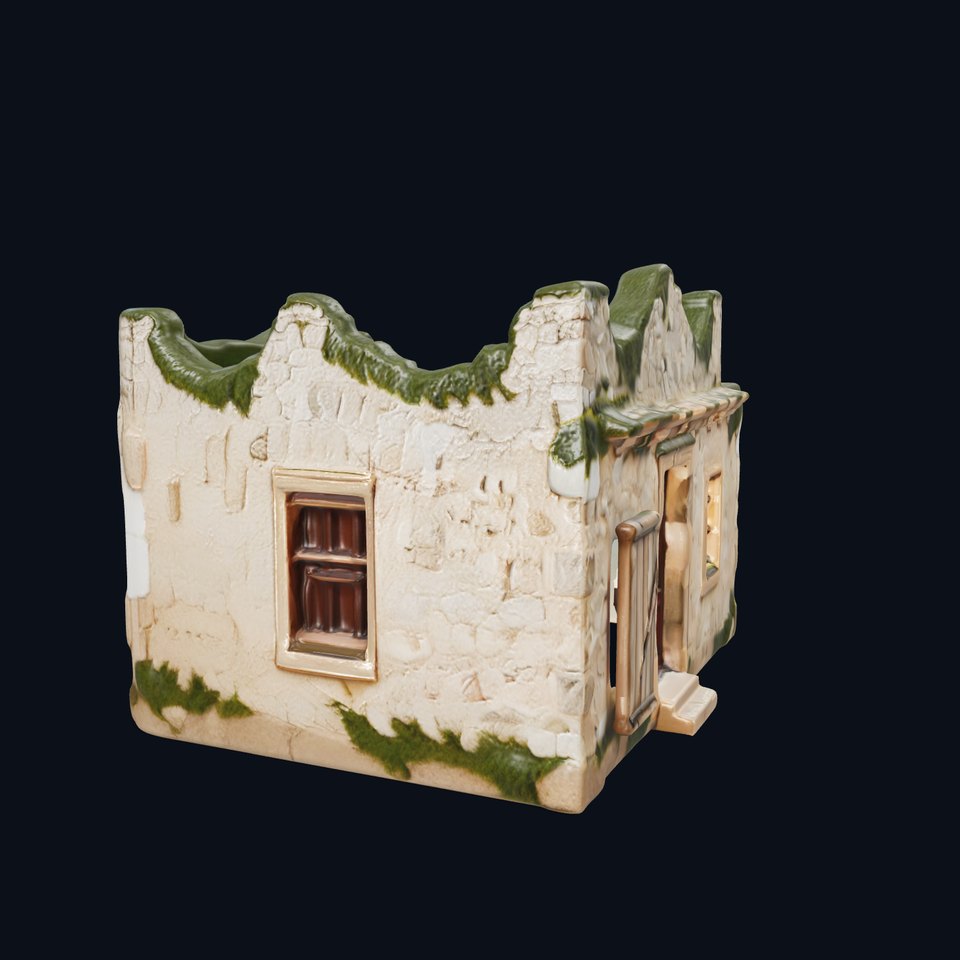 Rustic Stone House with Moss Model Pack