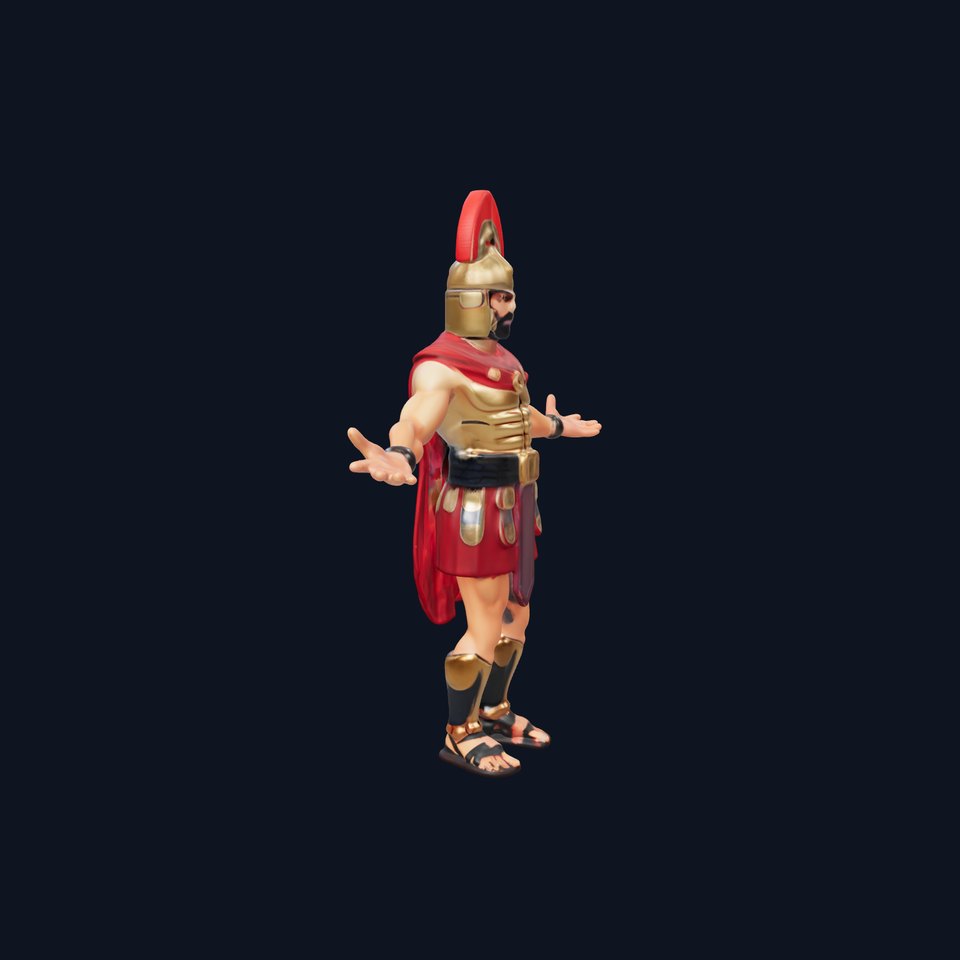 Roman Centurion with Armor and Red Cape Fully Rigged D Model viewer poster