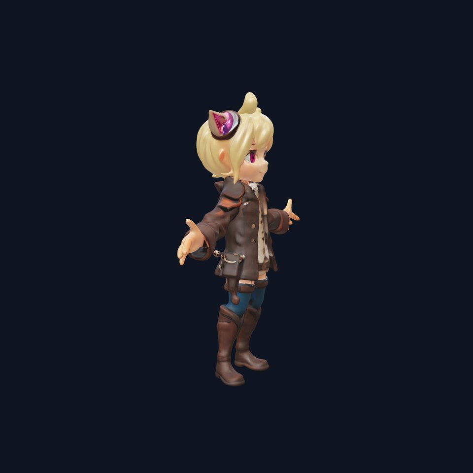Cute Adventurer with Blonde Hair and Pink Ears D Character Model viewer poster