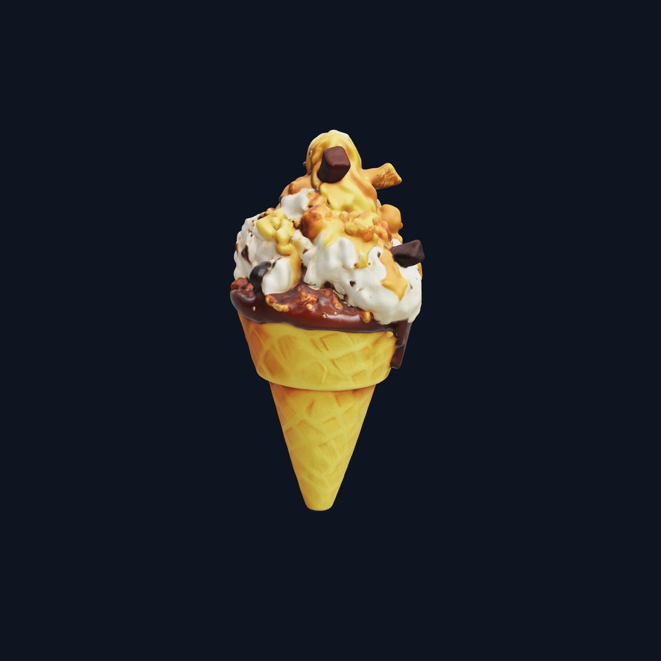 Ice Cream Cone with Toppings D Model Pack viewer poster