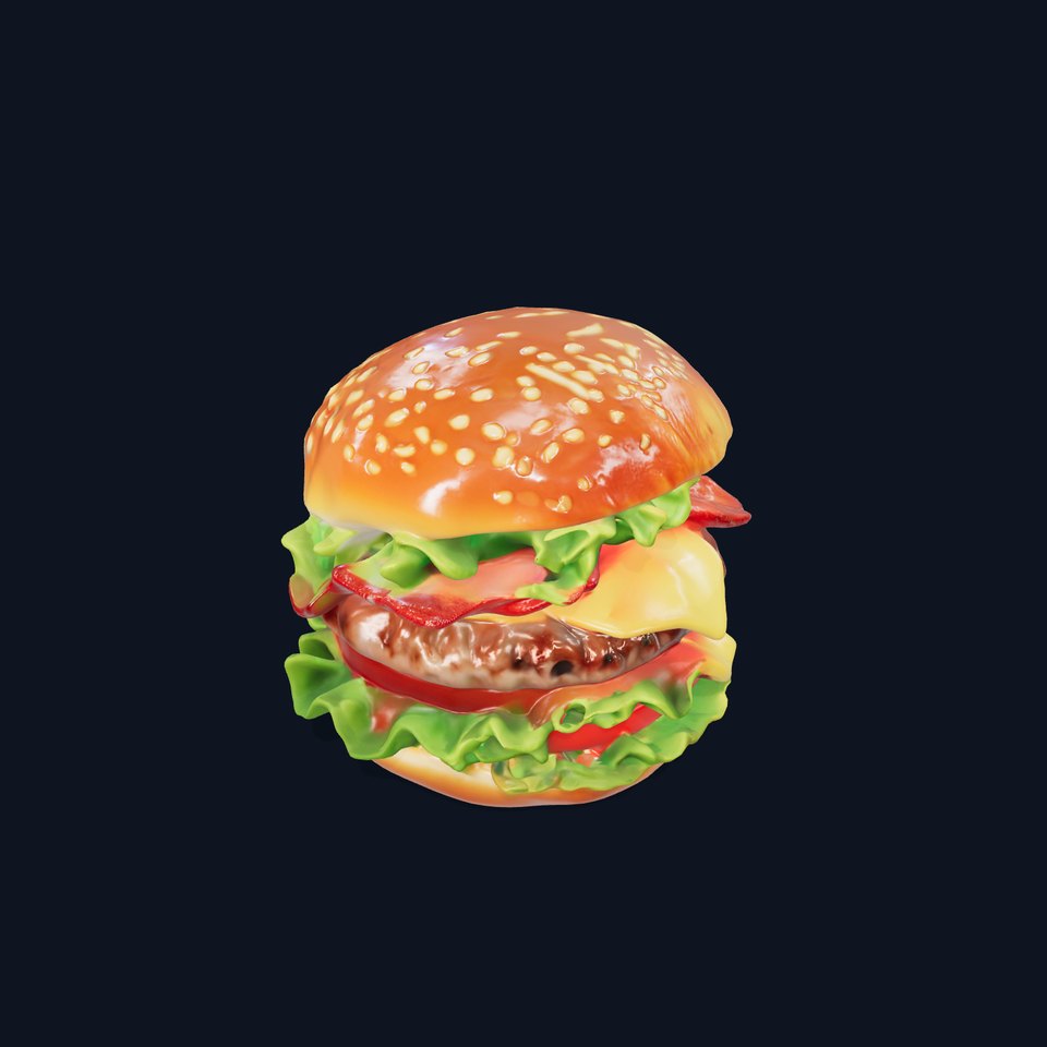 Delicious Cheeseburger with Toppings D Model Pack viewer poster