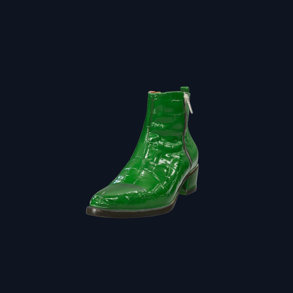 Elegant Green Croc Pattern Ankle Boot D Model Pack viewer poster