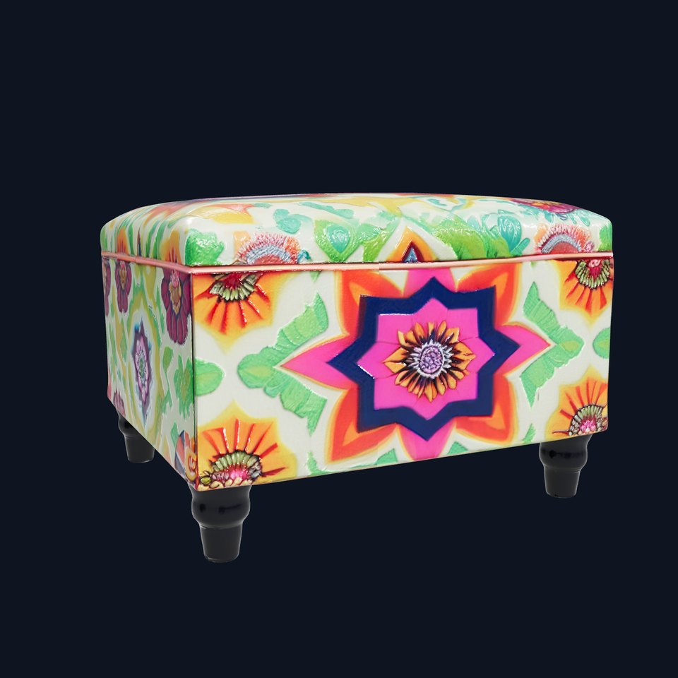 Colorful Ottoman with Floral Pattern model pack viewer poster