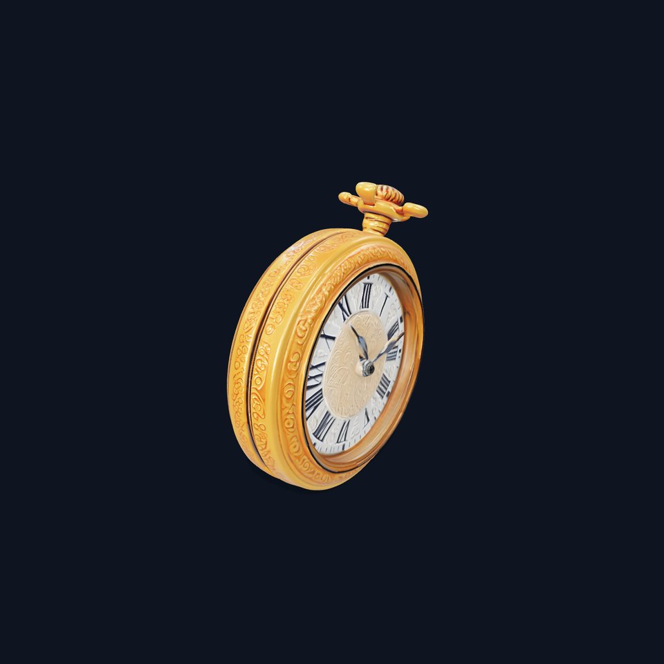 Elegant Gold Pocket Watch D Model Pack viewer poster