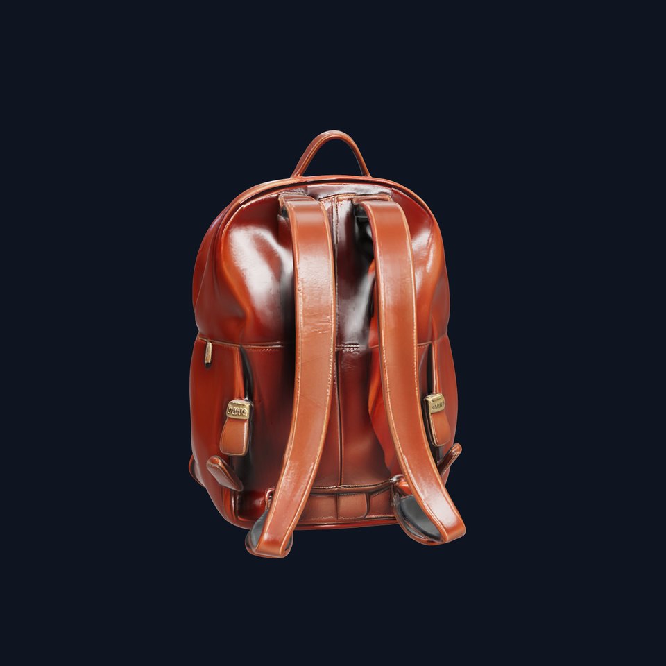 Elegant Brown Leather Backpack D Model Pack viewer poster