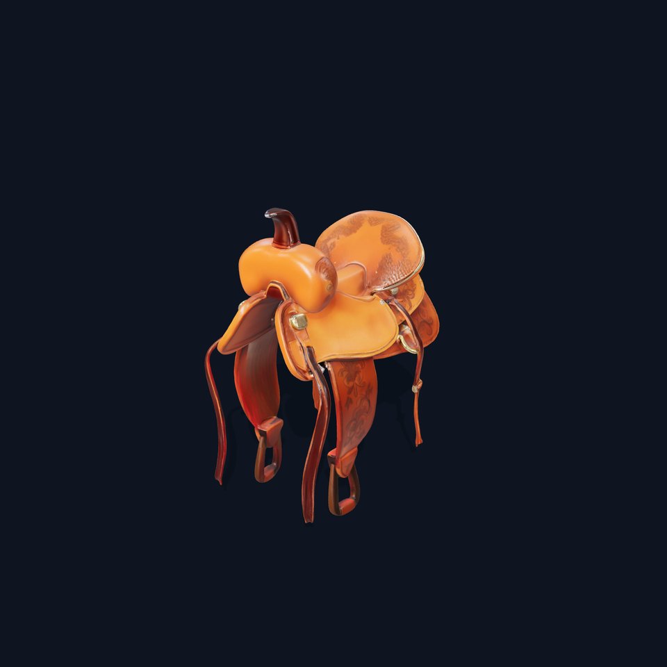 Western Saddle Model Pack with Detailed Leather Engravings viewer poster