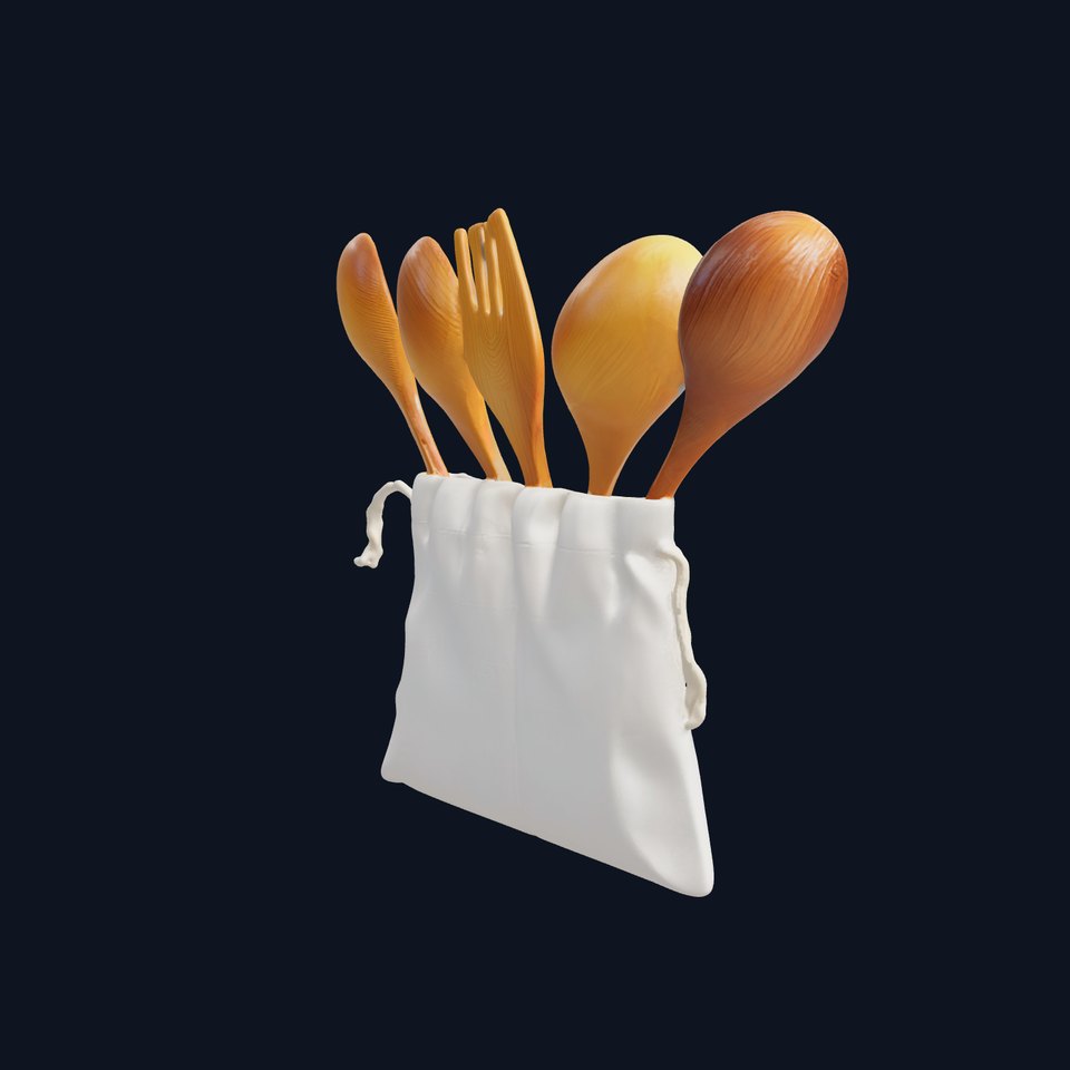Bamboo Kitchen Utensils Model Pack viewer poster