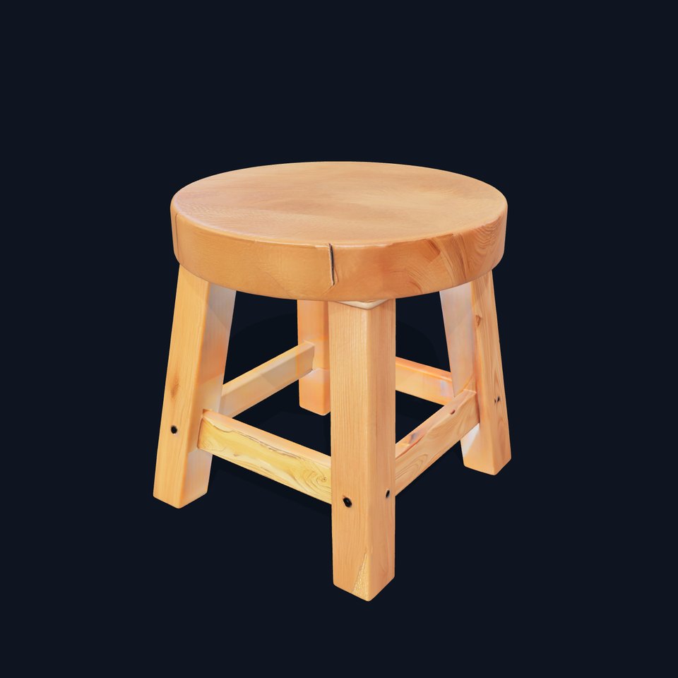 Wooden Stool D Model Pack viewer poster