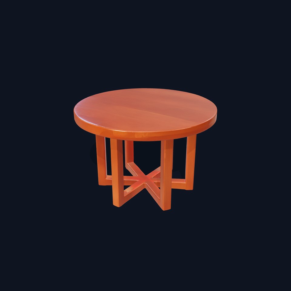 Round Wooden Table Model Pack
