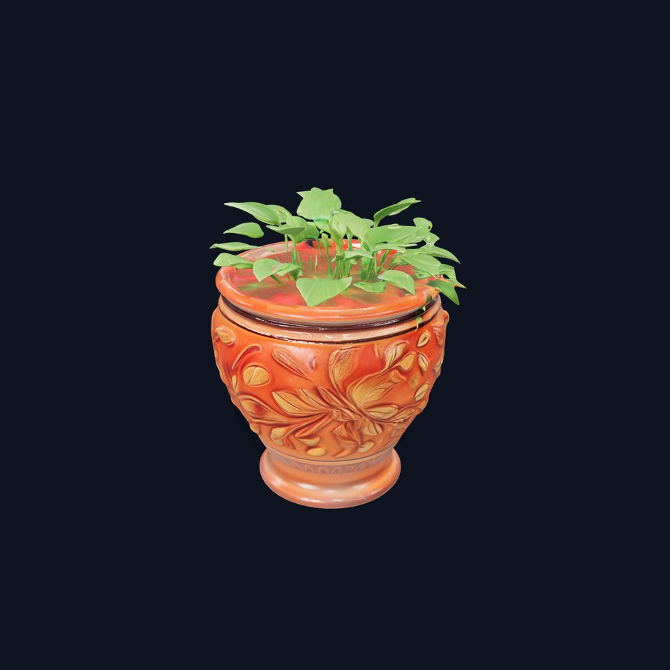 Decorative Terra Cotta Flower Pot with Plant Model Pack viewer poster
