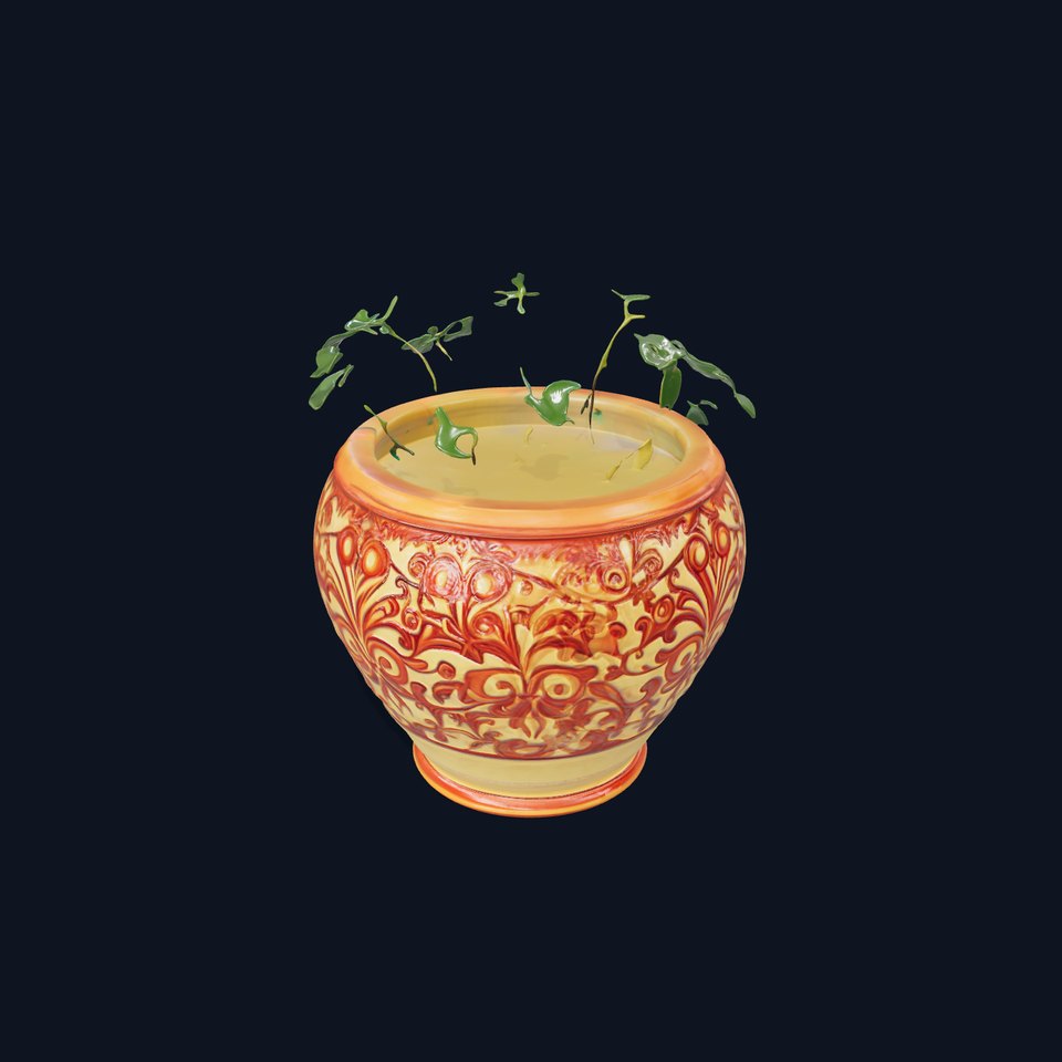 Ornate Decorative Planter with Greenery Model Pack viewer poster